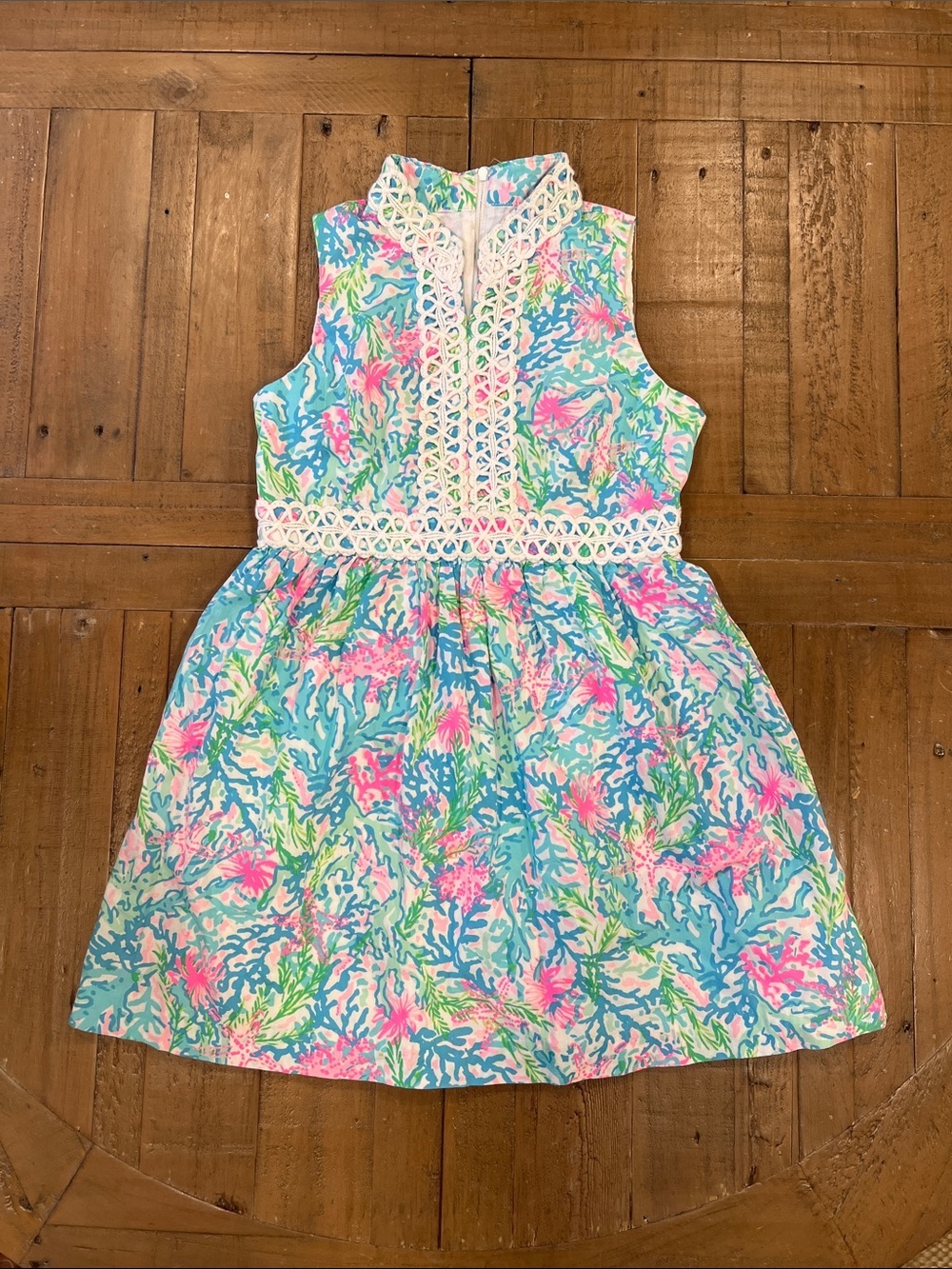 Lilly Pulitzer mini Francis coral bay blue and pink dress 10 years preppy